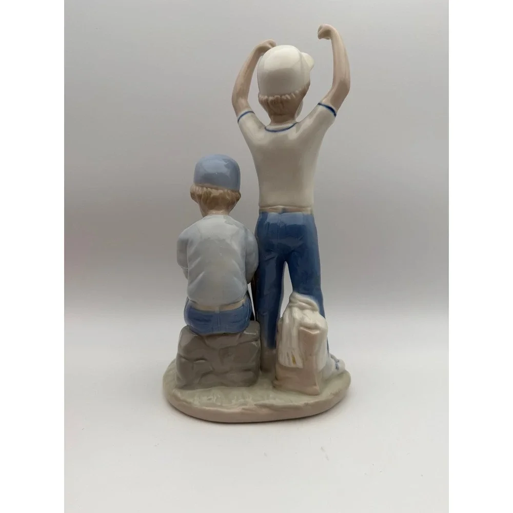 Sebastian 1989 Baseball Boys Porcelain Figurine Blue White Vintage Sports Decor
